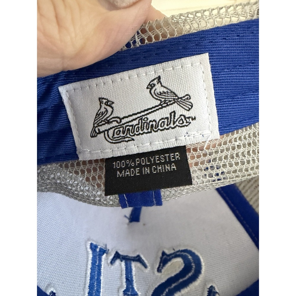 St. Louis Cardinals STL Trucker Hat Cap Grey Blue Mesh Adjustable Budweiser MLB - Picture 2 of 9
